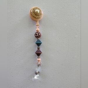 Southwestern Inspired Beaded ID Retractable Badge Holder With A Touch Of Vintage